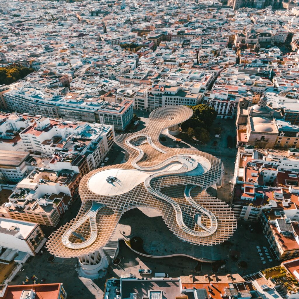 aerial photography of concrete buildings